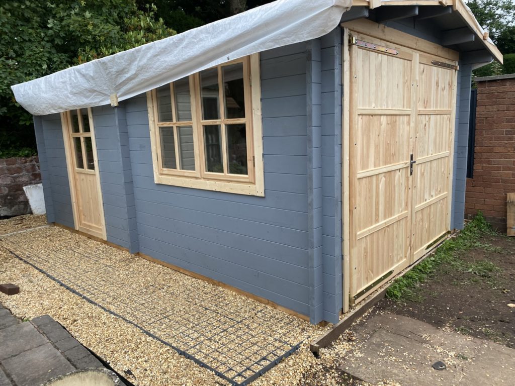 Matchboard cladding in garden