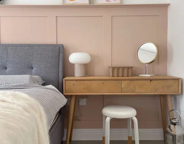 Wall Panelling with bedside table and bed