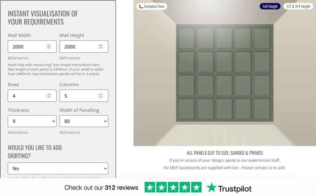 Panelling kit creator