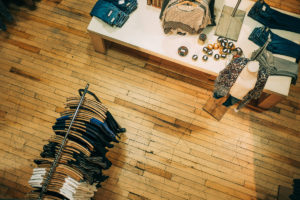 Clothing store floor panelling