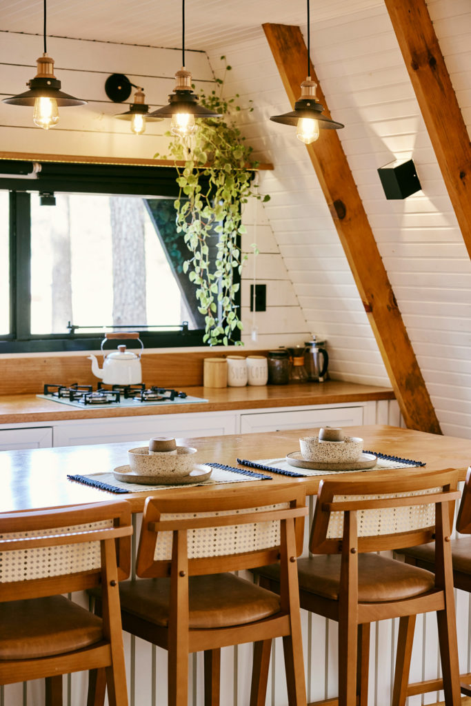 Wood cladding in kitchen